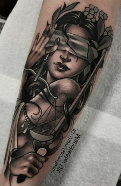 Lady Justice Tattoo, Justice Lady, Hairstylist Tattoos, Justice Tattoo, Catrina Tattoo, Libra Tattoo, Goddess Tattoo, Lady Justice, Inspiration Tattoos