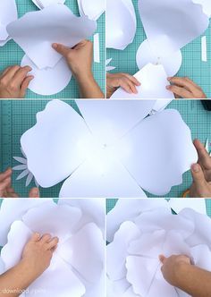 Giant Paper Flowers Diy, Paper Roses Diy, Giant Paper Roses, Paper Decorations Diy, Origami Rose, Birthday Party Decorations Diy, Paper Flower Template, Paper Flower Backdrop, Paper Flowers Craft