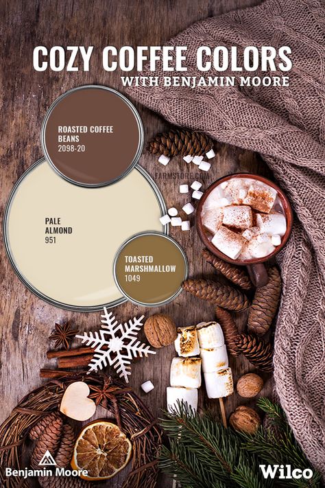 Paint Colour Schemes, Coffee Color Palette, Benjamin Moore Painting, Paint Coffee, Espresso Yourself, Coffee Colors, Paint Palettes, Paint Combinations, Paint Color Schemes