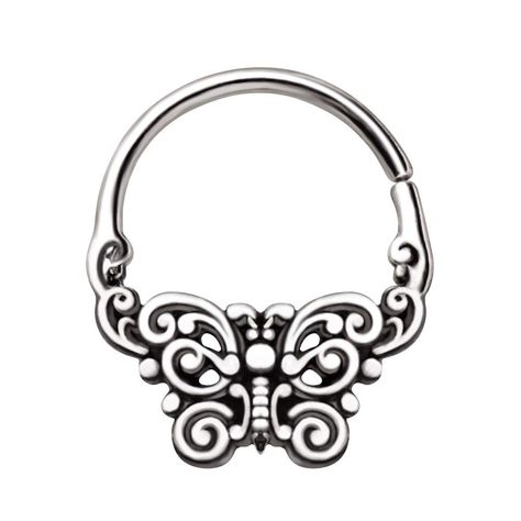 16GA Stainless Steel Ornate Butterfly Seamless Cartilage Septum Ring Dermal Piercing Jewelry, Dermal Piercing, Septum Jewelry, Piercing Ring, Cartilage Earring, Piercings Jewelry, Nose Ring Stud, Jewelry Pins, Cartilage Earrings