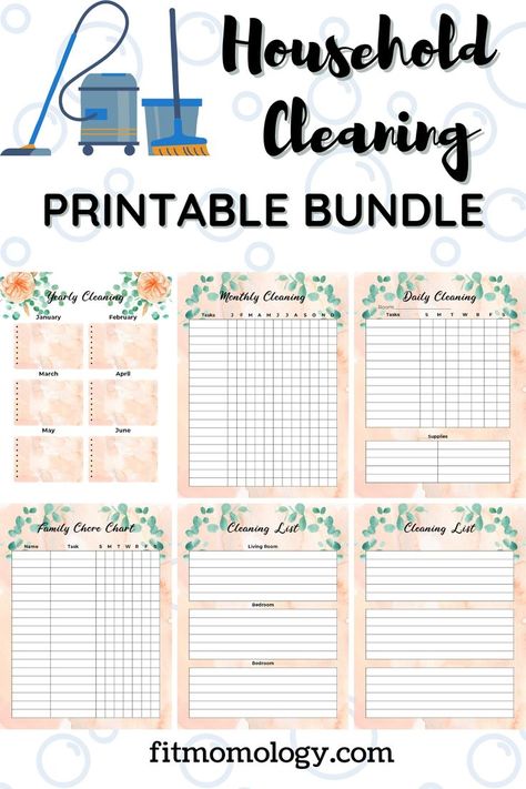 Household Cleaning Checklist, Busy Mom Planner, Clean Pantry, Homemaking Binder, Home Organization Binders, Wedding Planning Printables, Cleaning Checklists, Free Calendars, Family Chore Charts