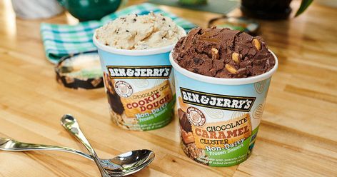 Two tempting certified vegan flavors made with almond milk, Fairtrade Certified and non-GMO-sourced ingredients, and loaded with chunks & swirls. Vegan Ice Cream Brands, Vegan Chocolate Ice Cream, Non Dairy Desserts, Non Dairy Ice Cream, Dairy Desserts, Cookie Dough Ice Cream, Chocolate Cookie Dough, Chocolate Fudge Brownies, Dairy Free Ice Cream