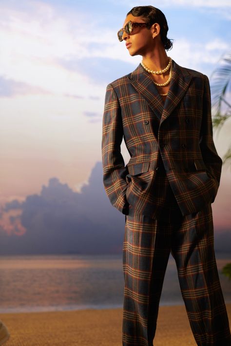 Casablanca Spring 2021 Menswear Fashion Show - Vogue Men Fashion Show, Mens Fashion Week, Safari Jacket, 2021 Fashion, Traditional Fashion, Tennis Clothes, J Hope, Mens Fashion Trends, Mode Inspiration