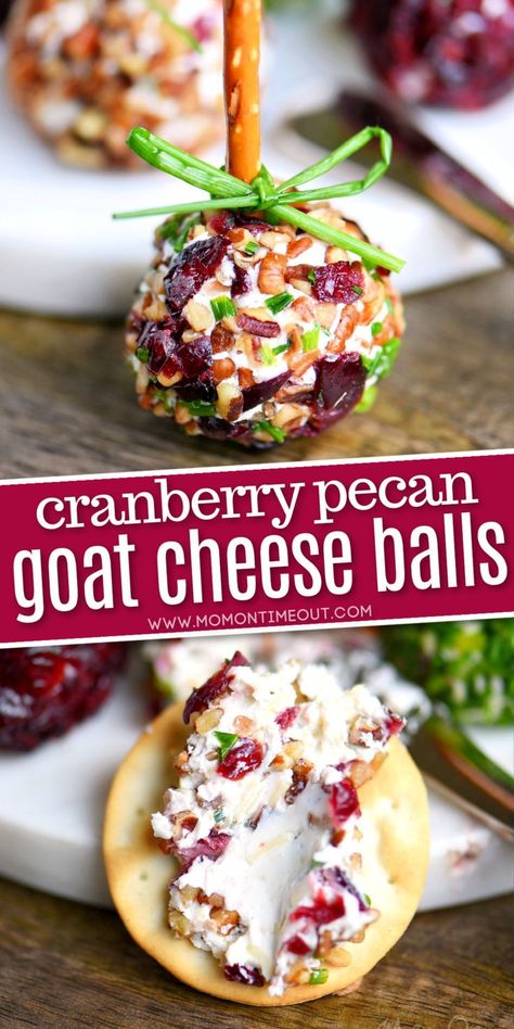 Cranberry Goat Cheese Balls, Cheesy Balls, Thanksgiving Appetizers Finger Foods, Cranberry Goat Cheese, Cheese Logs, Goat Cheese Balls, Candied Pecan, Thanksgiving Appetizer Recipes, Goat Cheese Recipes