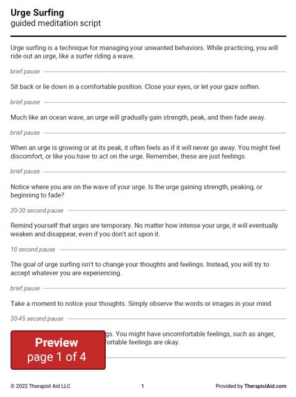 Urge Surfing, Emotional Outbursts, Relapse Prevention, Meditation Scripts, Dialectical Behavior Therapy, Cognitive Behavior, Medical Journals, Clinical Psychology, Therapy Worksheets