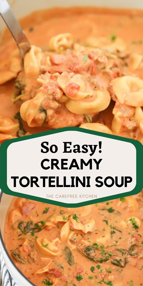 Tortolini Soup Crock Pot, Keto Tortalini Soup, Tortellini Soup No Cream, Soup Recipes Slow Cooker Tortellini, Instapot Creamy Tortellini Soup, Sausage Tomato Tortellini Soup, Tortellini Soup With Rotel, Cheesy Sausage Tortellini Soup, Cheesy Tortellini Soup Crockpot