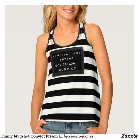 Funny Mugshot Convict Prison Inmate Party Costume Tank Top #halloweenshirt #halloweentshirt #halloween #halloweencostumes #halloweenstuff Prison Party, Convict Costume, Summer Tank Top, Funny Tank Tops, Best Tank Tops, Tee Shirt Designs, Summer Tank, Summer Tank Tops, Striped Tank Top