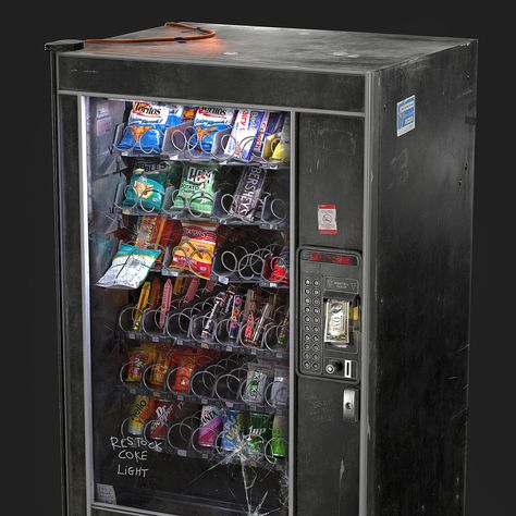 Sci Fi Vending Machine Concept Art, Cyberpunk Vending Machine, 3d Vending Machine, Sci Fi Vending Machine, Futuristic Vending Machine Design, Japanese Vending Machines Illustration, Vendor Machine, Free Assets, Soda Machine