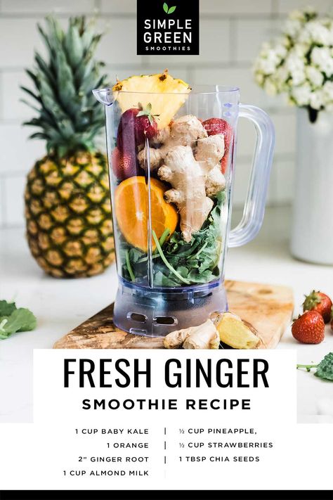 Pineapple Ginger Smoothie, Pineapple Ginger, Easy Green Smoothie, Ginger Smoothie, Baking Soda Beauty Uses, Best Diet Plan, Low Fat Diets, No Carb Diet, Smoothie Recipe