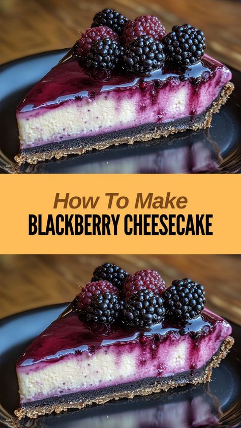 Ingredients 1 chocolate graham cracker crust 3 (8 oz) packages cream cheese, softened 1 cup granulated sugar... Blackberry Cheesecake Recipes, Chocolate Graham Cracker Crust, Blackberry Cheesecake, Blackberry Pie, Chocolate Graham Crackers, Christmas Cake Recipes, Slice Of Heaven, Creamy Cheesecake, Graham Cracker Crust