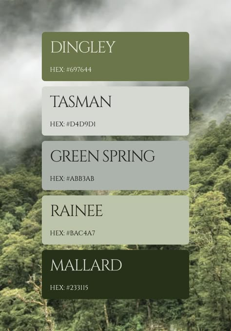 Green Color Palette Green Home Colour Palette, Evergreen Colour Palette, Forest Green Color Swatch, Calming Green Color Palette, Monochrome Green Color Palette, Green Theme Color Palettes, Hunter Green Pallet, Green Decor Palette, Forest Colour Palette Earth Tones