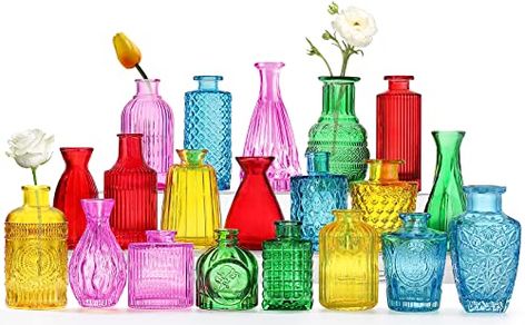 Table Flower Decor, Small Flower Vases, Vases For Centerpieces, Glass Vases Centerpieces, Colored Glass Vases, Rustic Wedding Decorations, Small Glass Vases, Clear Vases, Table Flower