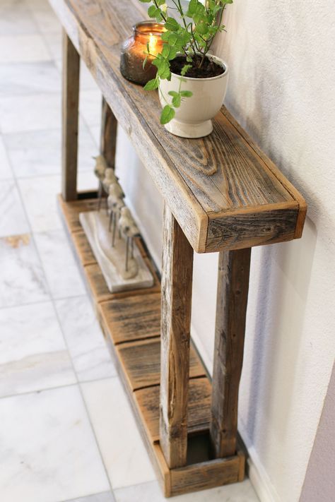 2x2 Wood Projects Diy, Rustic Entryway Table, Rustic Entryway, Barn Wood Projects, Wood Projects That Sell, Diy Sofa, Wood Furniture Diy, Diy Home Furniture, Diy Wood Projects Furniture