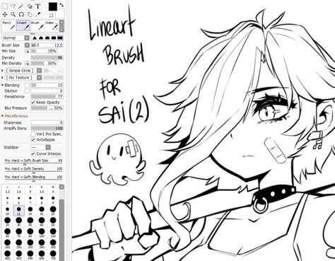 Sai Lineart Brush, Krita Brushes Lineart, Paint Tool Sai 2 Brush, Paint Tool Sai 2 Brush Settings, Sai 2 Brushes, Paint Tool Sai Brushes, Paint Tool Sai Tutorial, Sai Brushes, Digital Brushes