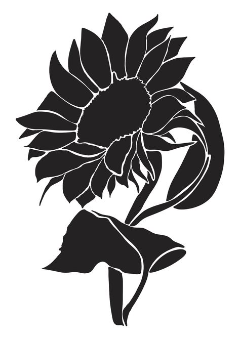 Sunflower Stencil Printable, Sunflower Stencils Printables Free, Sunflower Silhouette Stencil, Cricut Sunflowers Templates, Sunflower Vector Art, Sunflower Silhouette, Flower Templates Printable Free, Sunflower Stencil, Sunflower Template