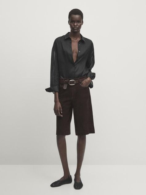 Massimo Dutti New IN Woman | ZARA United States - Page 8 Leather Bermuda Shorts, Massimo Dutti Women, Brown Skirts, Zara United States, Massimo Dutti, New Trends, Suede Leather, Bermuda Shorts, Zara