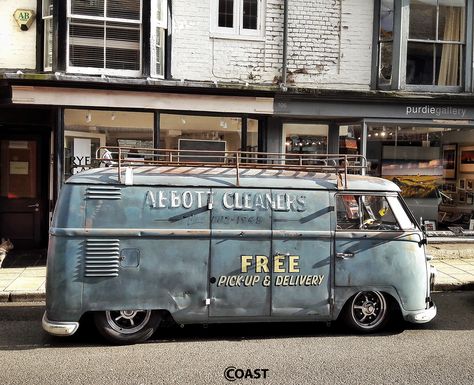 Abbott cleaners VW splitscreen panelvan. Brighton Breeze 2016. Vw Splitscreen, Vw Bus T1, Rat Look, Delivery Van, Vw T1, Vw Campervan, Camper Vans, Volkswagen Bus, Vw Camper