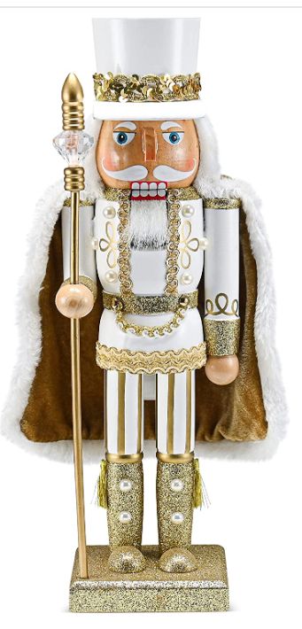 White Fur Cape, Pink Vintage Christmas, Gold Nutcracker, King Nutcracker, Nutcracker Figures, Wooden Nutcracker, Nut Cracker, Alternative Christmas, Nutcracker Soldier