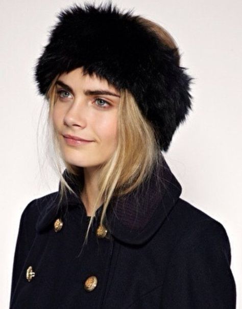 Black Fur Headband. On Trend, Cara Plush by HitherAndYonEstate Faux Fur Headband, Fur Headband, Headband Outfit, Snow Fashion, Fancy Hats, Fur Hat, Black Faux Fur, Cara Delevingne, Head Band