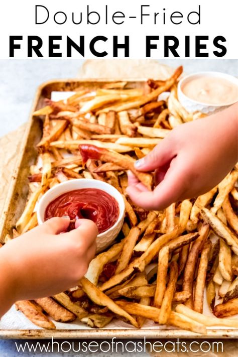 Double Fried Potatoes, Double Fry French Fries, Fries Recipe Fried, Twice Fried French Fries, Fried French Fries, Homemade Fried French Fries, Home Made French Fries, Double Fried French Fries, Perfect French Fries