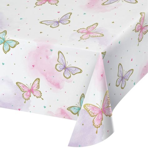 Paper Table Cover, Butterfly Party Decorations, Paper Tablecloth, Butterfly Birthday Party, Butterfly Table, Fairy Garden Party, Tafel Decor, Toddler Birthday Party, Golden Butterfly