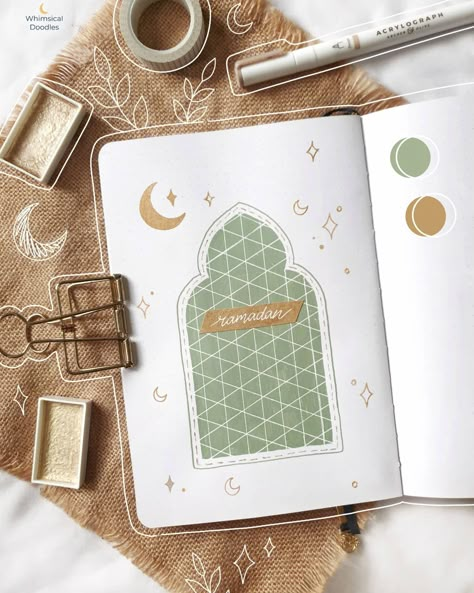 Journal Ideas Asthetics, Muslim Journal Ideas, Ramadan Journal Ideas, Arabic Journal, Islamic Journal Ideas, Islamic Journaling, Muslim Journal, Snowflake Making, Whimsical Doodles