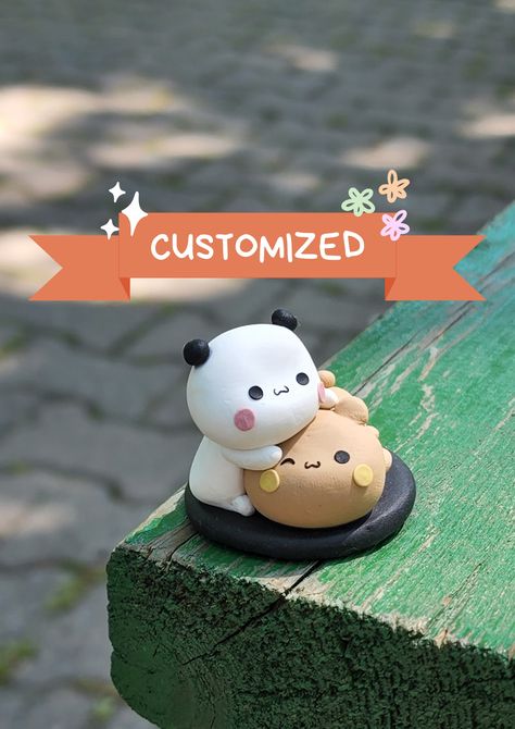 🍬Great gift for Dudu-Bubu / Panda-Bear lovers! 🍬「P R O C E S S I N G & S H I P P I N G」 * Buy with confidence - Fast shipping from Turkey * Processing: 3 - 5 business days * Shipping : 3 - 7 business days * Each order will have a tracking number once shipped. * If your package is more than one week late, please contact me so I can help you. 🍬 Every order includes numbers of stickers as gifts. 💌 We love to hear your thoughts , feel free to talk to us . If you are not happy or have any concern Cute Clay Gifts, Couple Clay Art, Clay Gifts For Boyfriend, Cute Clay Figures, Clay Panda, Bubu Panda, Dudu Bubu, Peach Goma, Clay Classes