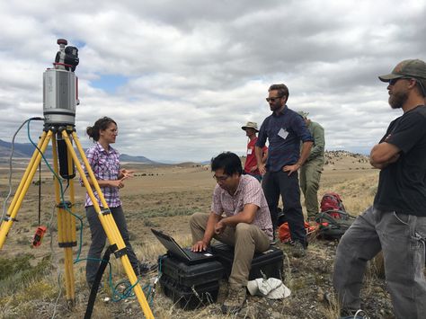 Geodesy in field camp! Pictured here: UNAVCO Data Engineer Marianne Okal teaches geoscience instructors how to operate a terrestrial laser scanning (TLS) instrument at a 2016 workshop on field education.Using TLS and Structure from Motion (SfM) Photogrammetry in Undergraduate Field Education; Cardwell, Montana, 16–19 August 2016 Data Engineer, Field Engineer, Field Research, Solar Punk, 19 August, Land Surveying, Undergraduate, Mountaineering, Geology