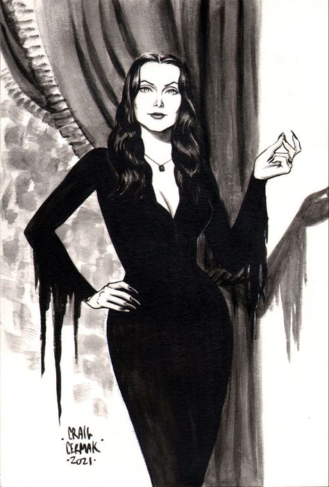 Morticia Frump, Morticia And Gomez Addams, Gomez And Morticia, Addams Family Wednesday, Carolyn Jones, Disney Characters Videos, Morticia Addams, Adams Family, Gothic Fantasy Art