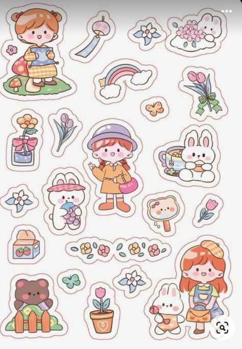 Bullet Journal Paper, Kawaii Sticker, Pop Stickers, Scrapbook Stickers Printable, Easy Doodles Drawings, Bullet Journal Stickers, Girly Art Illustrations, Book Art Diy, Mini Drawings