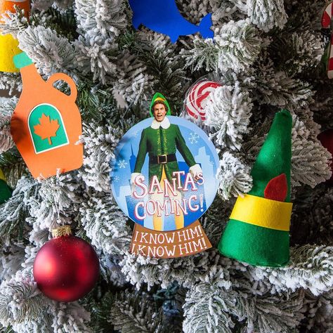 Elf The Movie Christmas Tree, Buddy The Elf Christmas Tree, Elf Themed Christmas Tree, Home Alone Christmas Tree, Elf Movie Party, Elf Themed Christmas Party, Themed Christmas Decor, Storybook Forest, Buddy Elf