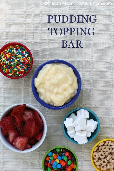 Easy Pudding Topping Bar #puddinglove Pudding Bar Ideas, Pudding Toppings, Pudding Bar, Easy Dessert Idea, Parfait Bar, Easy Pudding, Pudding Parfait, Easy Puddings, Pudding Pie