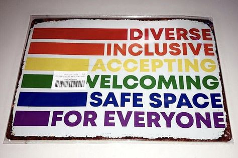 LGBT Metal Sign Diverse Inclusive Accepting Welcoming Safe Space for Everyone Safe Space Sign, Odd Stuff, Safe Space, Wonderful Things, Plaque Sign, Project Ideas, Things To Buy, Ebay Finds, Wall Mount