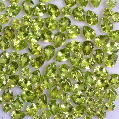 HOME SCULPTURES LARGE GEMS SPHERES BEST SELLERS CONTACT US ~ Untreated/Unheated Gemstones ~  only from Gemsindia ♥ Jewelry Kind High End Gemstones♥ Natural Peridot Weight : 98.80 Carat Size : 8x6mm Pear each calibrated 5mm Round each calibrated Number Of Gemstones : 100 Pieces Origin : Pakistan Item Code : SKU561-02VJ/GP The Peridot gem variety of the mineral Olivine, it makes a lovely light green to olive green gemstone. Peridot is a popular and affordable gemstone and it is faceted into many cuts, and used in all forms of jewelry, especially rings, earrings, necklaces ~Beautiful Gemstones for jewelry~ #Peridot #olivegreen #Loosegemstone #Jewelrygemstone #Exclusivegemstone #Transparentgemstones  #Settingsizegemstones #Peargems Track Page Views With Auctiva's Counter Olivine Jewelry, Necklaces Beautiful, Peridot Color, Beautiful Gemstones, Peridot Jewelry, Peridot Gemstone, Green Gemstones, Original Characters, Jewelry Gemstone