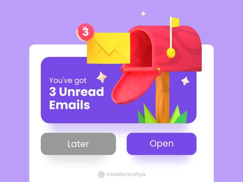 3D Mail Box - "You've got 3 Unread Emails" by M Wildan Cahya Syarief Check Your Mail Design, Check Mail, Black And White Makeup, 3d Icons, Email Design, 3d Illustration, Mailbox, Creative Professional, Graffiti