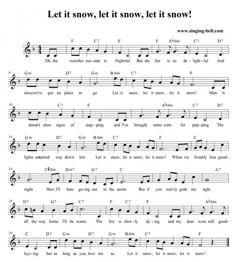 Let it snow_score_singing-bell Christmas Songs Piano, Free Christmas Music, Piano Sheet Music Easy, Christmas Piano Sheet Music, Free Violin Sheet Music, Piano Songs Sheet Music, Piano Songs For Beginners, Sheet Music Easy, Christmas Songs Lyrics