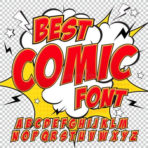 Pop Art Font, Comic Book Font, Comic Font, Free Comic Books, Superhero Kids, Font Alphabet, Cute Fonts, Comic Collection, Red Style