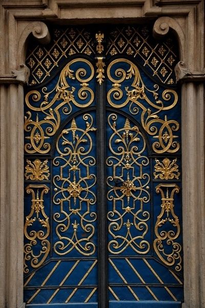 When One Door Closes, Porte Cochere, Door Entryway, Cool Doors, Door Gate, Iron Work, Blue Door, Old Doors, Unique Doors