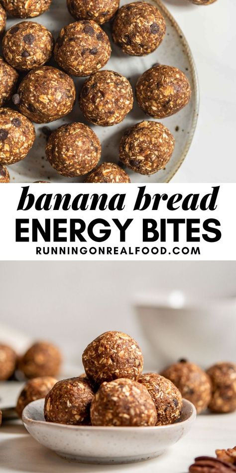 Raw Banana Bread, Banana Bread Bites, Bread Balls, Banana Energy, Vegan Energy Balls, Bread Bites, Energy Bites Healthy, Raw Snacks, Healthy Snacks To Buy