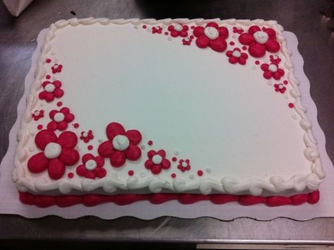 Easy Sheet Cake Decorating Ideas, Valentines Cakes And Cupcakes, Cake Icing Tips, Valentines Cakes, Message Cookies, Slab Cake, Delish Cakes, Sheet Cake Designs, Birthday Sheet Cakes