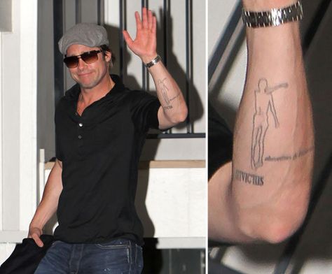 Arm Tattoos With Meaning, Brad Pitt Tattoo, Tattoo Now, Tattoo Fails, Stylish Celebrities, Celebrity Tattoos, Forearm Tattoo Men, S Tattoo, Forearm Tattoo