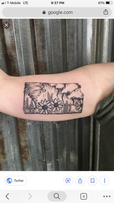 Kansas Tatoos, North Dakota Tattoo Ideas, Nebraska Tattoo Ideas, South Dakota Tattoo Ideas, Tornado Tattoo Ideas, Kansas Tattoo Ideas, Farm Tattoos For Women, Ks Tattoo, Kansas Tattoo