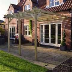 Pergolas & Pagodas | Free UK Delivery | Greenfingers.com Wall Mount Pergola, Lean To Pergola, Shed Pergola, Side Porch Ideas, Garden Backyard Design, Hot Tub Pergola, Diy Pergola Kits, Hot Tub Area, Garden Huts