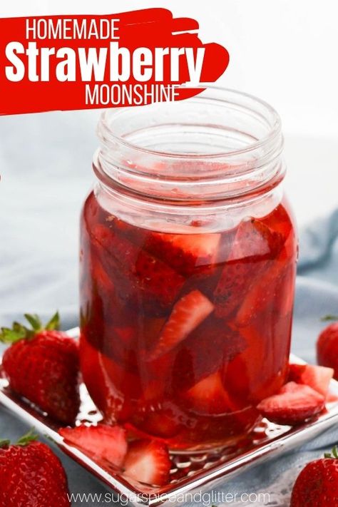 White Chocolate Strawberry Cream Moonshine Recipe, Strawberry Cream Moonshine Recipe, Strawberry Cream Moonshine Drinks, Watermelon Moonshine Recipe, Strawberry Moonshine Recipe, Strawberry Alcohol Drinks, Vodka Infused Strawberries, Strawberry Lemonade Vodka Recipe, Strawberry Moonshine