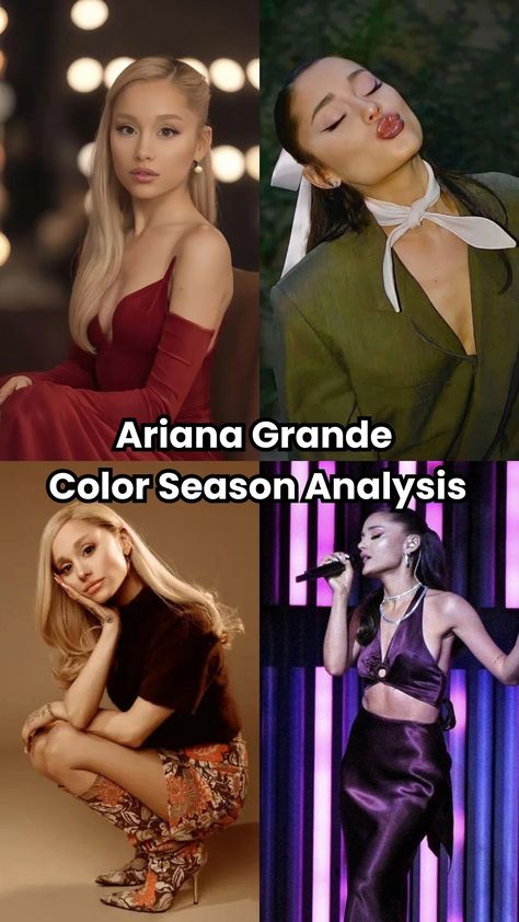 Is Ariana Grande color season Dark Winter Learn why color analysis is key for celebrities and how online methods surpass in-person for accuracy and cost Ariana Grande Color Palette, Deep Winter Celebrities, Dark Autumn Celebrities, Autumn Color Season, Style Inspo 2023, Cinnamon Hair Colors, Body Shape Guide, Cinnamon Hair, Colour Psychology