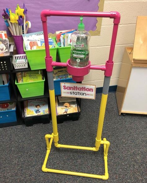 WeAreTeachers on Instagram: “Sanitation stations are a must for in-person teaching this year! Especially love this one, which is hands free—perfect to use before and…” Sanitation Stations, Clean Classroom, Teacher Info, Diy Classroom Decorations, Pvc Pipe Projects, Jessica Ann, Pvc Projects, 3rd Grade Classroom, Diy Classroom