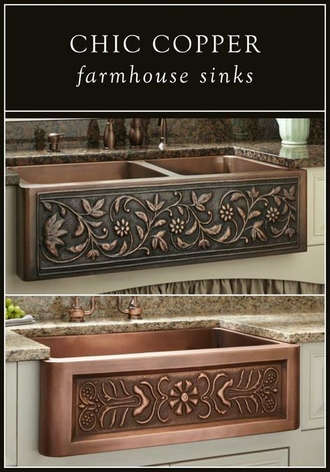 Copper Farmhouse Sink, Cottage Chic Kitchen, Kitchen Sink Ideas, Farmhouse Sinks, Sink Ideas, Smitten Kitchen, Copper Sink, Chic Kitchen, Farmhouse Style Kitchen