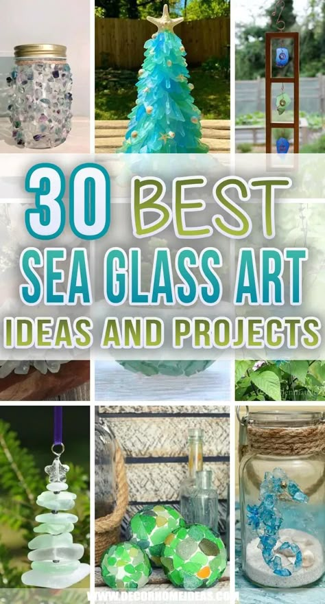 30 Easy Sea Glass Art Ideas and Projects Anyone Can Do Make Sea Glass From Bottles, Seaglass Projects Diy, Lake Glass Crafts, Sea Glass Art Diy How To Make, Sea Glass Garden Ideas, Seaglass Suncatcher Diy, Sea Glass Wreath Diy, Sea Glass Art Projects How To Make, Display Sea Glass Ideas