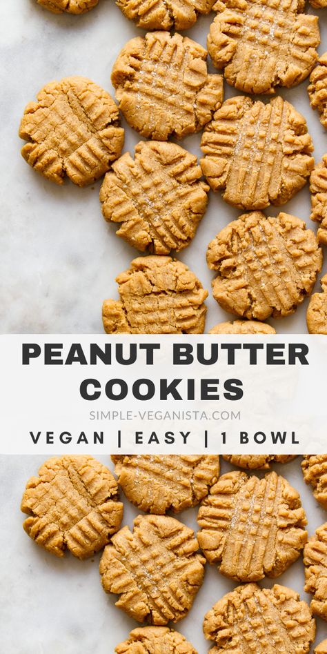 Homemade Peanut Butter Cookies, Butter Cookies Easy, Vegan Peanut Butter Cookies, Easy Peanut Butter Cookies, Desserts Keto, Vegan Peanut Butter, Vegan Mac And Cheese, Peanut Butter Cookie Recipe, Desserts Vegan