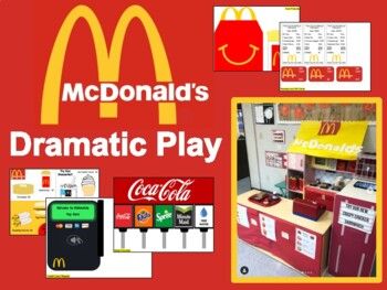 McDonald's Dramatic Play by Preschool Plans | Teachers Pay Teachers Pocket Of Preschool Dramatic Play, Diy Play Restaurant, Mcdonalds Pretend Play, Juice Bar Dramatic Play, Mcdonalds Dramatic Play Center Ideas, Mcdonald’s Dramatic Play, Free Mcdonalds, Dramatic Play Themes, Dramatic Play Printables